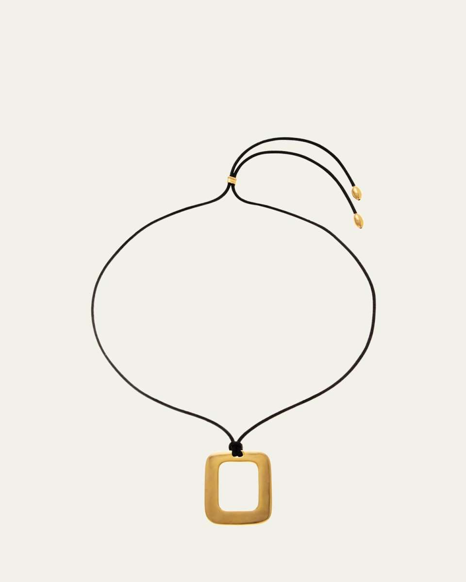 Black Cord Necklace with Rectangular Pendant